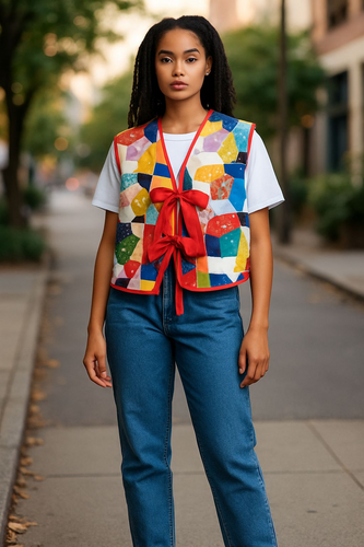 Patchwork blanket recycled vest