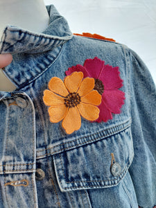 Floral upcycled denim