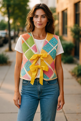 Patchwork blanket vest