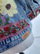 Load image into Gallery viewer, Floral upcycled denim