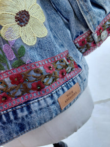 Floral upcycled denim