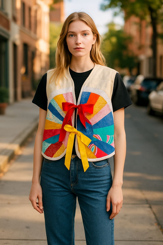 Upcycled patchwork vest