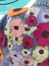 Load image into Gallery viewer, Floral upcycled denim