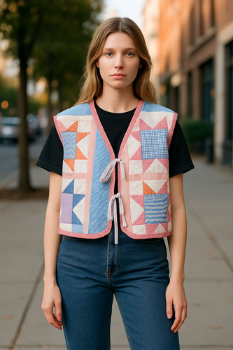 Patchwork blanket vest