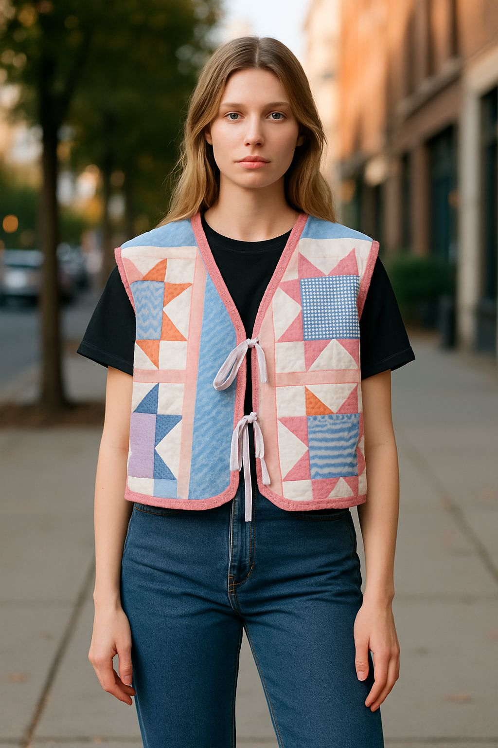 Patchwork blanket vest